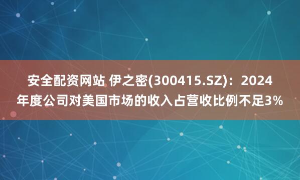 安全配资网站 伊之密(300415.SZ)：2024年度公司对美国市场的收入占营收比例不足3%